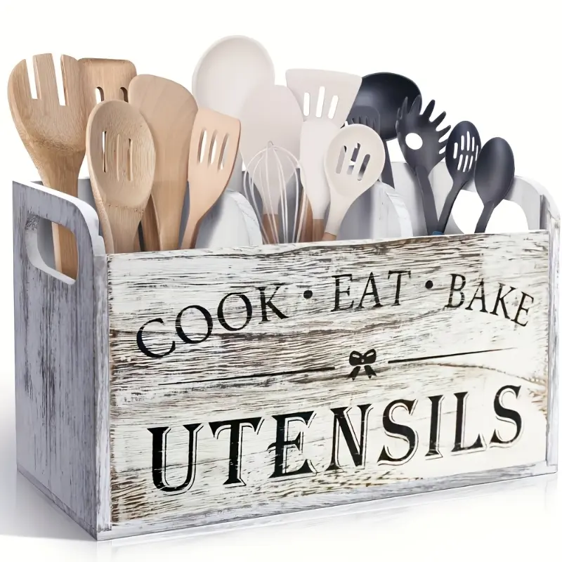 Wooden  Wall Mounted Kitchen Utensil Storage Rack, Portable Countertop Organizer Box With 3 Shelves For Cooking, Dining, Baking Tools And Kitchen Accessories Knives Knives