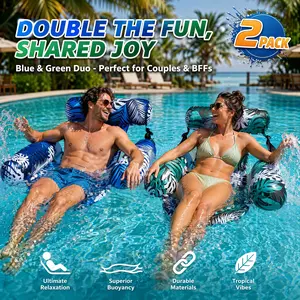 2-Pack Inflatable Pool Hammock Lounger, Floating Chair with Ergonomic Backrest, Adult Water Float Seat for Pool Lake Beach, Lightweight Foldable Lounge for Summer Hangouts & All Day Water Comfort