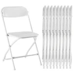 Event & Wedding Folding Chairs (10-Pack) - Lightweight 6.8lbs Yet 330lb Capacity! Stackable Commercial Chairs for Indoor Outdoor, Office, Party. Steel Frame, Portable