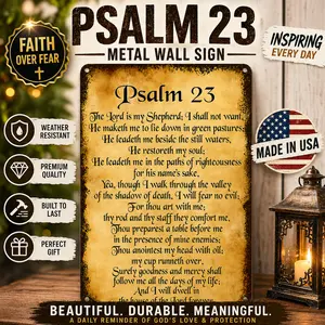 Vintage Aluminium "Psalm 23" Bible Verse Metal Sign, 8x12 in Christian Wall Decor Plaque, Home Supplies Item for Gifting, Gift,summervibes