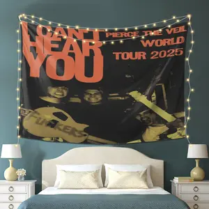 [Pierce the Veil Tapestry] Pierce the Veil World Tour 2025 Inspired - Polyester Tapestry - Trendy High-End Digital Print - Perfect for Bedroom, Living Room, Dorm Decor - Ideal Gift for All - Music Room Decor