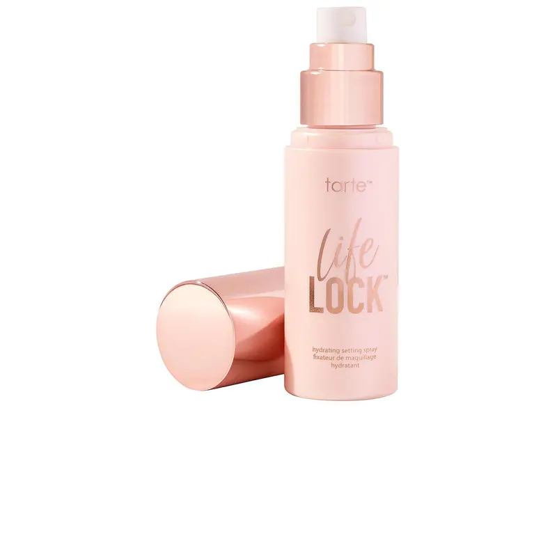 tarte Travel Size Life Lock Hydrating Flawless Setting Spray - Cruelty-Free Cosmetic Glow Makeup Finishing Spray with Hyaluronic Acid, Strawberry & Lemon Infusions, Bottle for Adult Eyeshadow Touch-Ups