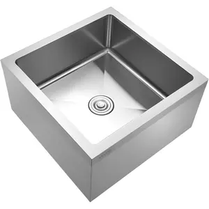VEVOR Stainless Steel Floor Mop Sink, 24x 24x 13 in, 304 Stainless Steel, with 3 - in - 1 Filter and Wall - Mounted Bracket, X - Shaped Groove for Quick and Smooth Drainage, for Balcony and BathroomVEVOR Super Brand Day