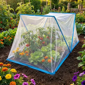 Foldable Garden Cover Net Plant Protection Tent, Insect Barrier Arch Greenhouse, Lightweight Plastic Fiber Frame, Easy Install, Seedling Cultivation, Garden Supplies