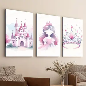 3 Pieces Princess Castle and Crown Home Decoration Perfect Gift for Art Lovers