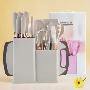 2026 Spring Favorite: Kitchenware Set - 19-Piece Set with 11 Spatulas, 6 Sharp Knives, Silicone Kitchen Tools, and a Cutting Board.