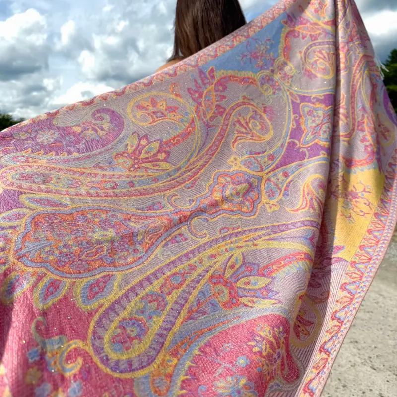 Pink Sparkly Rhinestone Pashmina with Crystal Gems Machine Washable