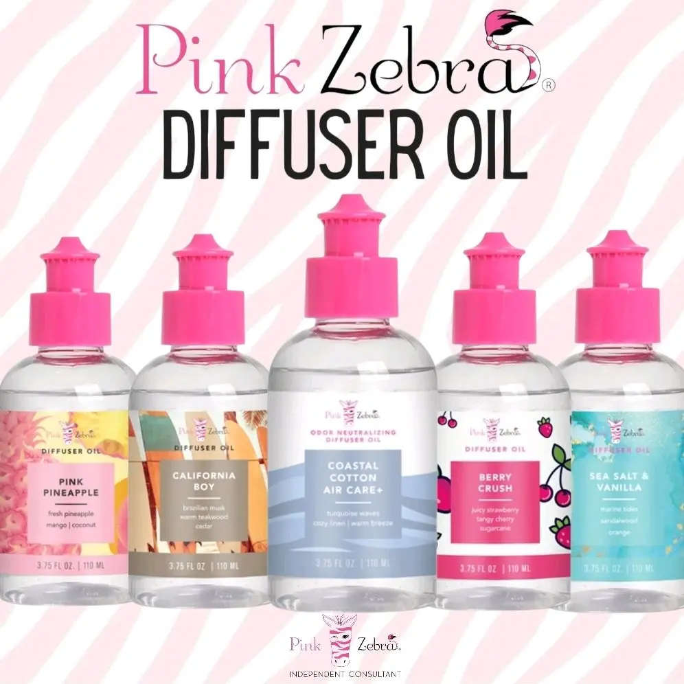 Pink Zebra Premium Signature Scented Diffuser Oils 3.75oz Home Fragrance Collection Essential Natural Oils Eco-Friendly Air Freshener Aromatherapy Scent