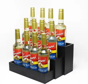 Black  Coffee Syrup Rack Organizer, 3-Tier Separated Bottle Holder for Coffee Bar, 12 Bottle(750ml) Storage Stand for Syrup, , Dressing
