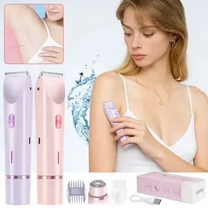 Women's Electric Shaver, Waterproof Wet Dry Design, 2-In-1 Bikini Trimmer, Detachable Head for Precision Grooming, Cordless Portable Shaver