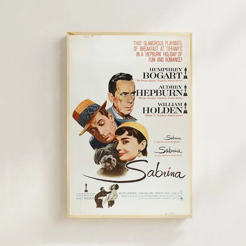 Sabrina (1954) Movie Poster: Audrey Hepburn,  Art Print,Room decor,Wall Art,Poster Gift,Film Fan Collection