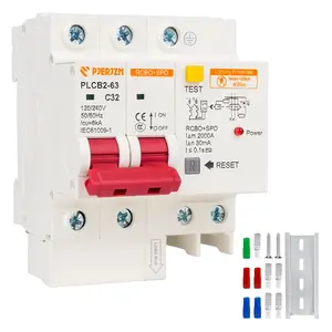 40 Amp 2-Pole Ground Fault Circuit Breaker with Surge Protection, TypeC 120V-240VAC, DIN Rail Mount, Residual Current Protection for Home and Industrial (40 Amp)