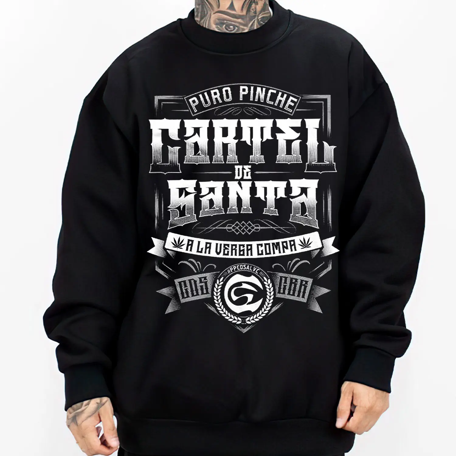 Men's Oversized Cartel Santa Mexican Rap Chicano Hoodie - Loose Fit, Medium-Heavy Cotton Blend Fabric, True to Size, S-5XL Menswear Top