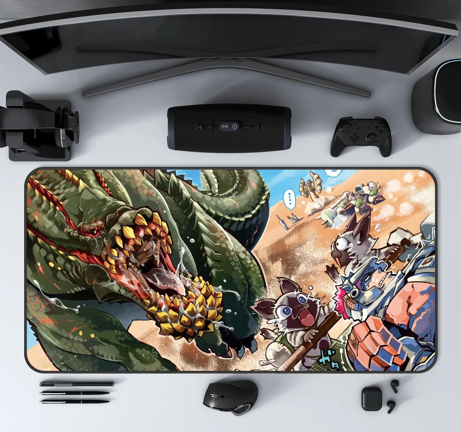 [3 DESIGNS] Monster Hunter World Deskmat Acotar Mouse Pad Gamers Gaming Desk Mat Anime Setup Mat