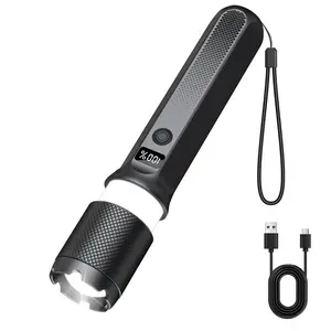 Flashlight LED, 2000LM, Rechargeable, Zoomable, LED Digital Display, Magnetic and Output Port, 7 Lighting Modes, Ultra-Powerful LED Flashlight for Camping/Hiking/Emergency