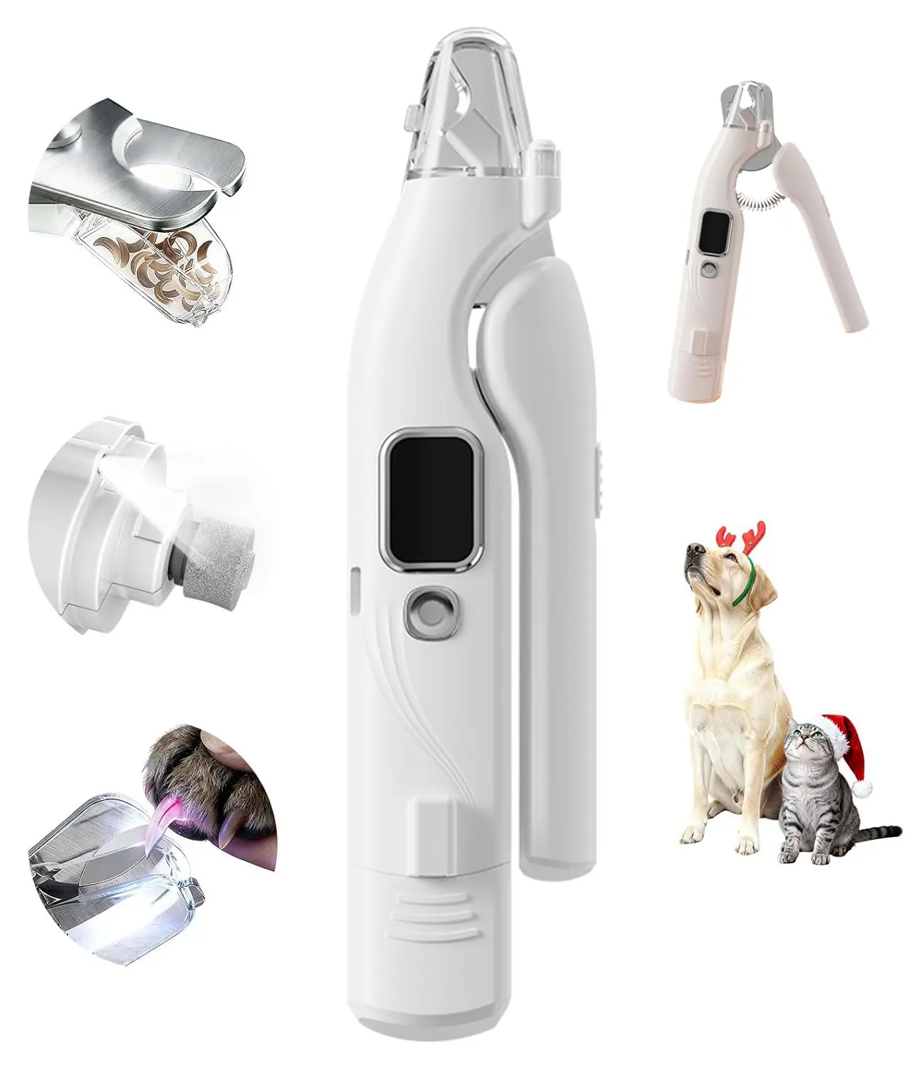 Rechargeable Ultra-Quiet Electric Pet Nail Grinder & Paw Trimmer Kit, Multifunctional Dog & Cat Claw Care Tool, 4-Hour Battery Life, Fit for Small-Large Pets