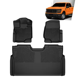 TPE All Weather Car Floor Mats - Custom-Fit Deep-Tread Truck Floor Mats for 2015-24 Ford F-150/F-150 Lightning Super Crew Cab, Automotive Interior Truck Accessories, Car Floor Mats All Weather
