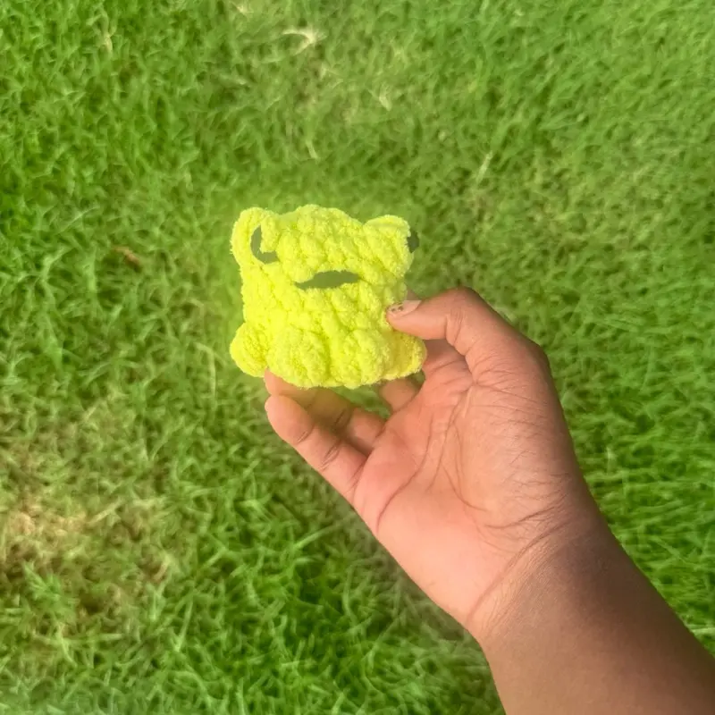 Handmade crocheted mini frogs