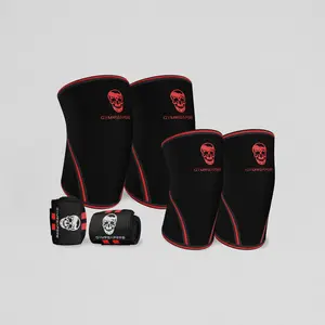 GYMREAPERS Sleeve Kit - 7mm Knee Sleeve, 5mm Elbow Sleeve, 18" Wrist Wrap - Red GYMREAPERS Sleeve Kit - 7mm Knee Sleeve, 5mm Elbow Sleeve, 18" Wrist Wrap - Red