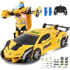 CAROX Remote Control Transformer Easter Robot Car Toys, 2.4GHz 1:18 Scale RC Car , Rechargeable, with Eye& Underbody Lights,One-Button Deformation, 360° Rotation Car Toy Gifts，Cool Family Gifts，Blackfriday,Christmas SpringGlow-Up