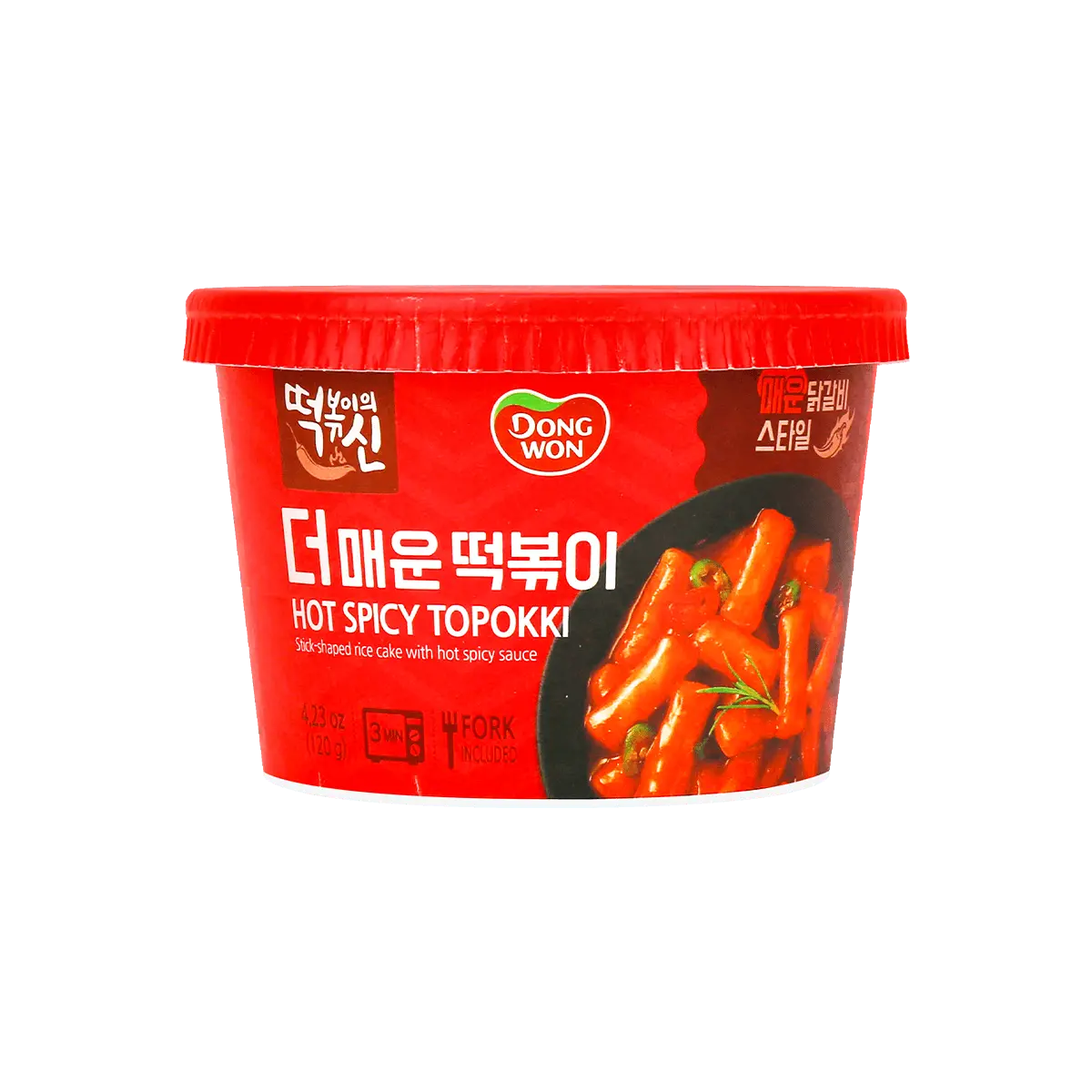 DONGWON Hot & Spicy Topokki Rice Cakes - Cup Tteokbokki , 4.23oz