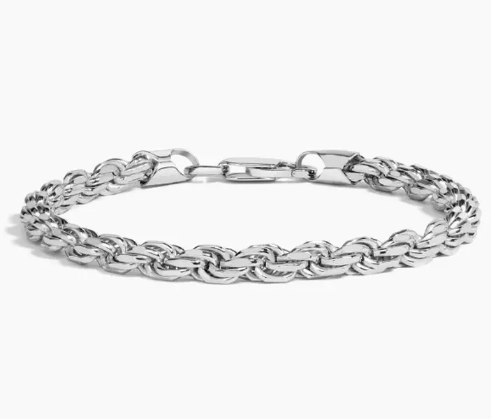 3mm Stainless Steel Rope Bracelet for Men and Women, Casual Twisted Chain with a Polished Silver Finish, Tarnish-Resistant Daily Jewelry