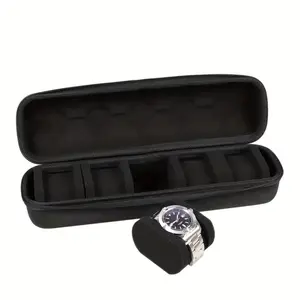Hard Shell Watch Box Storage Case with Soft Padding, 5 Slot Watch Organizer, Portable Travel & Home Use, Unisex Design