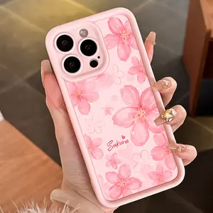 One Pink Floral Pattern Phone Case - Shockproof and Drop-Resistant - Full Coverage Protective Cover - Pink TPU Case - Suitable for iPhone 17 E Air Pro ProMax iPhone16 15 14 Plus 13 12 Mini 11 X XS XR Unique Design