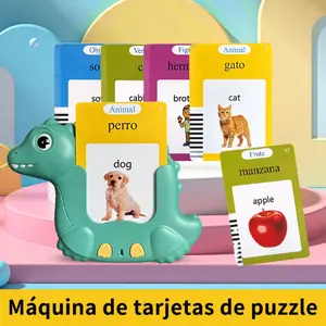 Spanish and English Talking Flash Cards for Boys and Girls, Bilingual Voice Training Tool Educational ABC Learn to Talk Common Words Flashcards, Contains 224 Common Words Birthday Gift Vocabulary Flashcards
