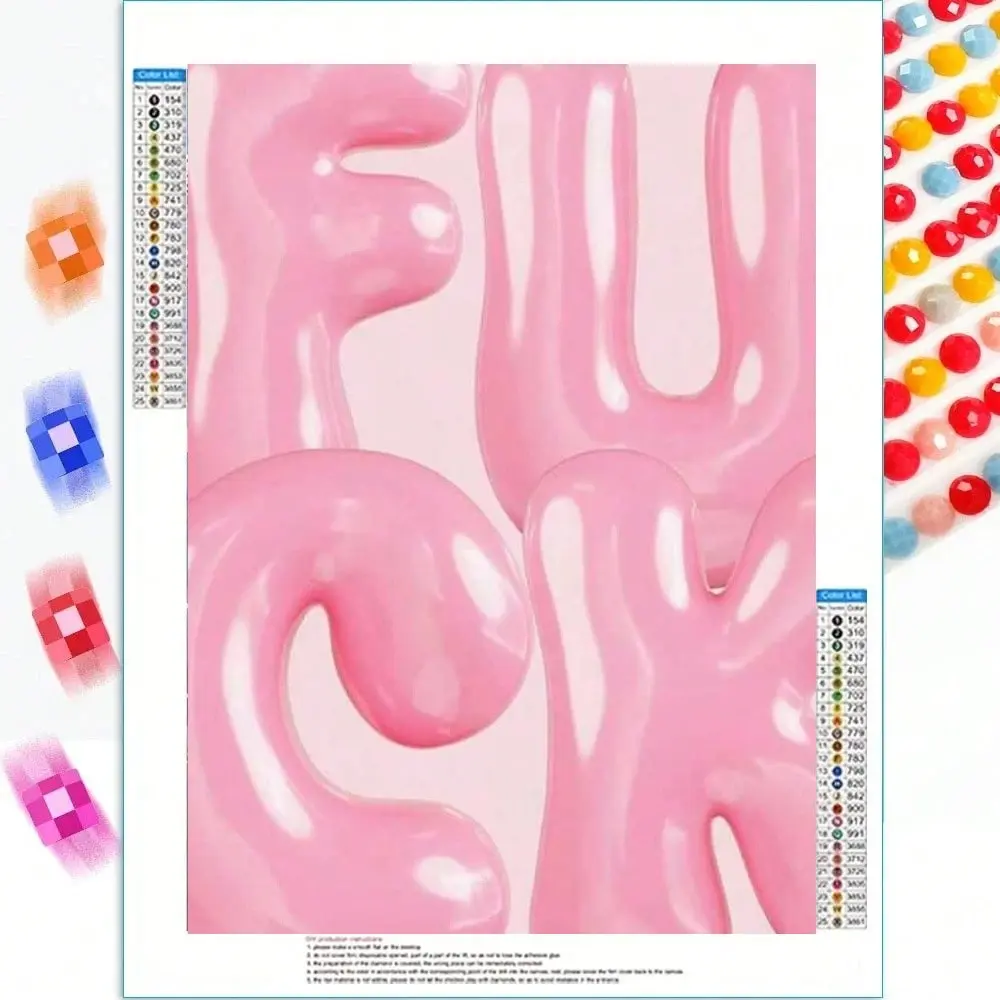 5D DIY Customization Crystal Diamond Sparkling Mosaic Painting Kit, Making Kit, Pink Series Alphabet Letters, Mosaic Art Set Crafts For Home Decor Wall, Gift For Friends, Christmas, Valentine's Day, DIY Kits