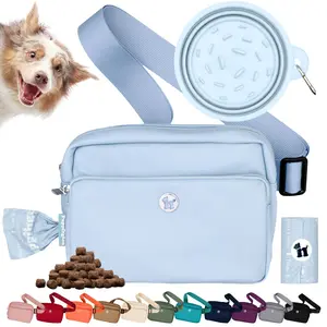 Puppington 3-in-1 Crossbody Dog Treat Pouch with Matching Poop Bags and Slow Feeding Travel Bowl