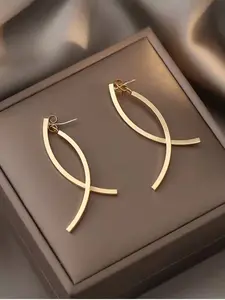 1 pair of women's earrings, Geometric Decor Earring Jackets