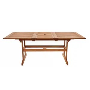 LuxenHome Carmel Solid Wood Extendable OutdoorDining Table