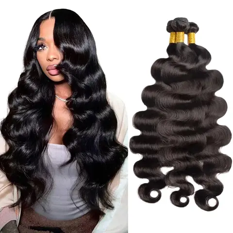 Ashine Human Hair Bundles, 10A Grade Brazilian Virgin Remy Glueless Weave Extensions for Females - Straight, Body Wave, Water Wave, Tangle-Free Natural Color, Iron & Straighten Friendly