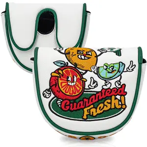 Stylish Golf Club Putter Cover, Golf Accessory for Df3 Putters, Cute Cartoon Pattern, PU Fabric with Plush Lining, Magnetic Closure, Scratch-Resistant