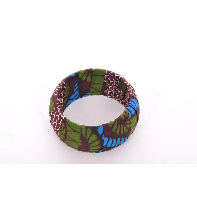Blue Green African Print Bangle-DPBG3103