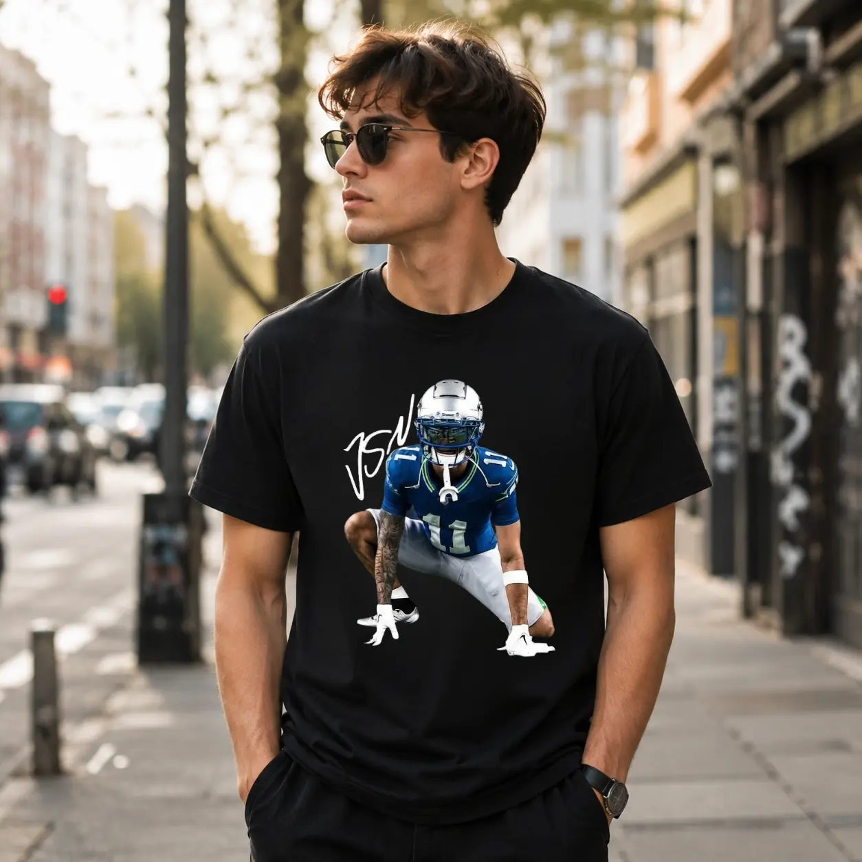 CJAXON SMITH NJIGBA Seattle Football T-Shirt, Football Fans Outfit, Game Day Outfits, Jaxon Smith-Njigba Shirt, Streetwear Tee, Football Shirt for Kids Men Women