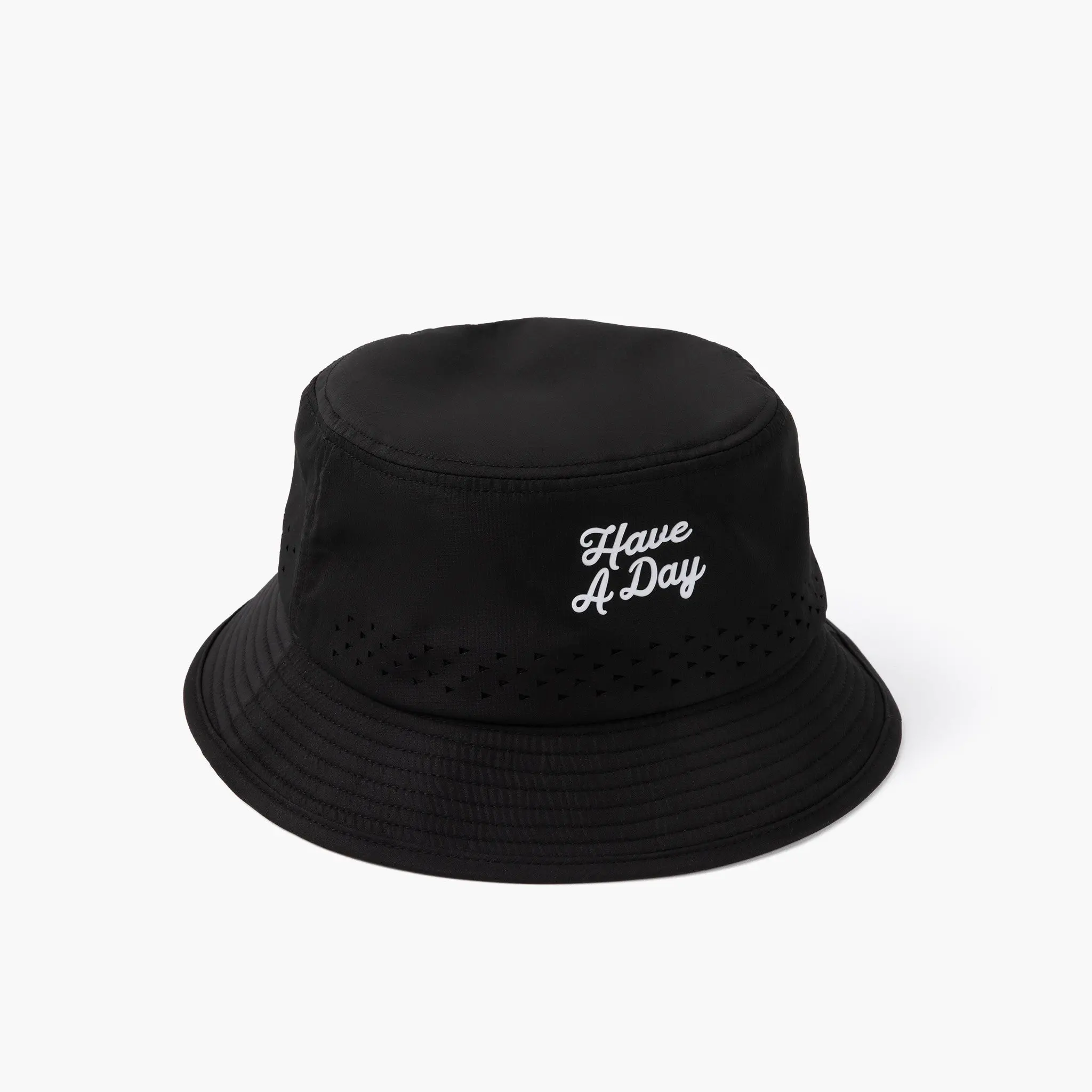 Have A Day Black Perforated Bucket Hat