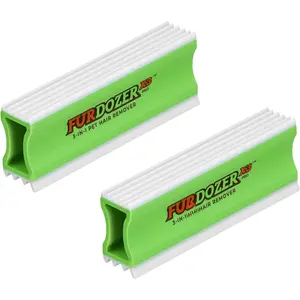 FurDozer X3 PRO  Hair Remover & Auto Detailing Tool - Cat & Dog Hair Remover for Cars, Car Interiors, Couches, Bedding, & Furniture - Reusable  Hair Removal Tool for  & Lint, 5" (2-Pack)