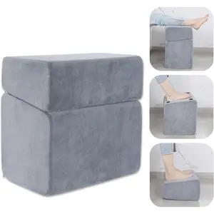 Adjustable Foot Rest Under Desk for Office, High-Density Foam Foot Rest with 3 Adjustable Heights, Ergonomic Footrest with Washable Cover for Home, Airplane, Travel(17 * 11 * 17in, Gray)