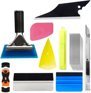 18PCS Car Window Tint Kit for Garage & Office Auto Glass Tinting, Vehicle Glass Protective Film Installation Set with Squeegees, Felt Squeegee, Cutting Knife, Scraper Blade & Replacement Blades