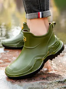 Unisex Fashionable Waterproof Rain Boots, Anti-Slip Comfortable PVC Water Shoes, Outdoor Lightweight Short Boot for Fishing and Work