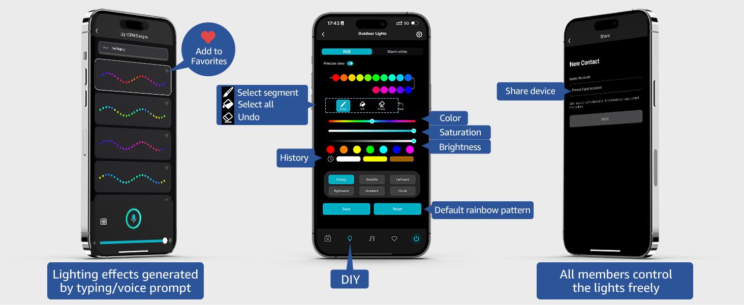 Lepro ZB1 AI Smart Outdoor String Lights APP Control, 54(42+12) ft RGB + IC +Warm White Waterproof Connectable Outdoor Strip Lights 15 LED Bulbs, Alexa Google Enabled, AI Generated Lighting LLM, NO Remote, 2.4 GHz WiFi+ Bluetooth