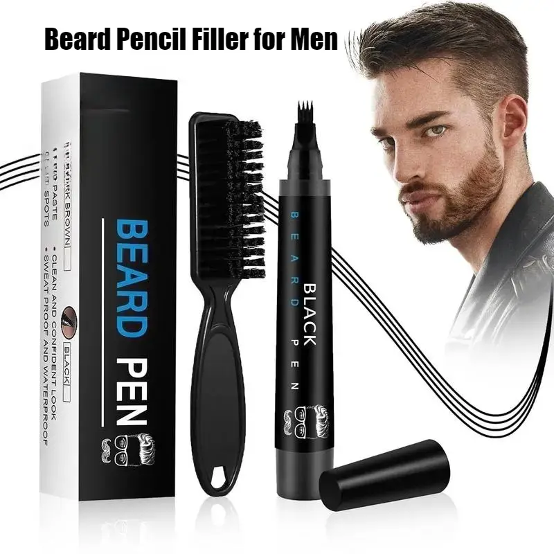 EELHOE Beard Pencil Filler for Men - Male Mustache Repair Shape Beard Pen with Beard Brush, Long-lasting Waterproof Beard Filler Pen Kit, Father's Day Gifts,Birthday Gift,Easy to use Makeup Lash Extensions