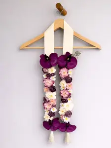 Royal Purple Bloom Sash - Floral Sash with Purple , Cream, and White Flowers for Special Occasions
