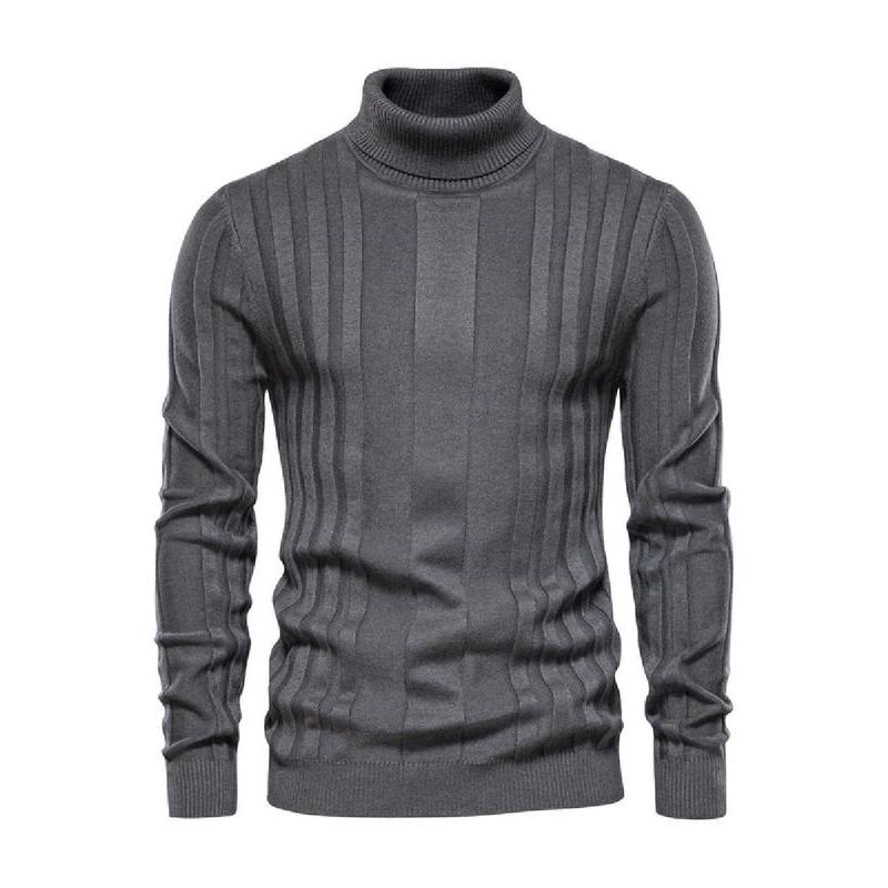 Men's Solid Turtleneck Sweater, Regular Fit Casual Long Sleeve Jumper for Fall & Winter, Men's Knitwear for Daily Wear Knitted Sweater Menswear Tops