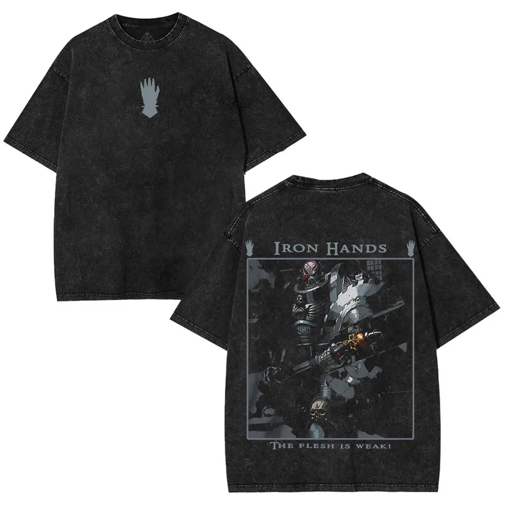 Warhammer 40K Iron Hands game art Graphic Tee 2 Sided Washed