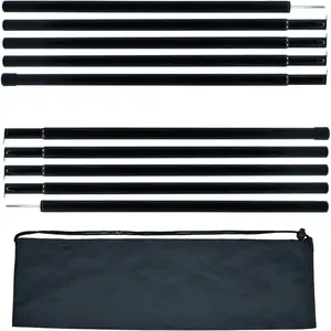 Adjustable 2PCS Black Durable Steel Tent Poles Replacement Set, Tent Support Poles for Tarp Canopy Outdoor Camping