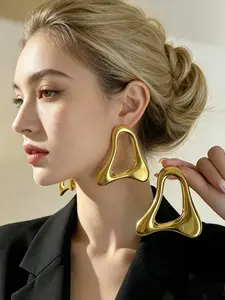 Elegant Vintage Hollow Triangle Earrings, Unique Design Luxury Jewelry, Perfect for Women, Stylish and Timeless Accessory