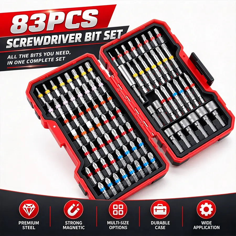 83 Piece Impacts Driver Drill Bit Set with Magnetic Nut Precisions Screwdriver Bits Organization Screwdriver Bits Set